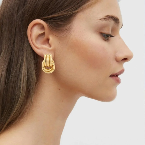 ❤️Women Chunky Gold Earrings Stud Geometric Dangle Drop Earrings  for Women - Picture 3 of 7